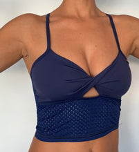 Load image into Gallery viewer, BODY CROP TOP Navy Blue with Mesh

