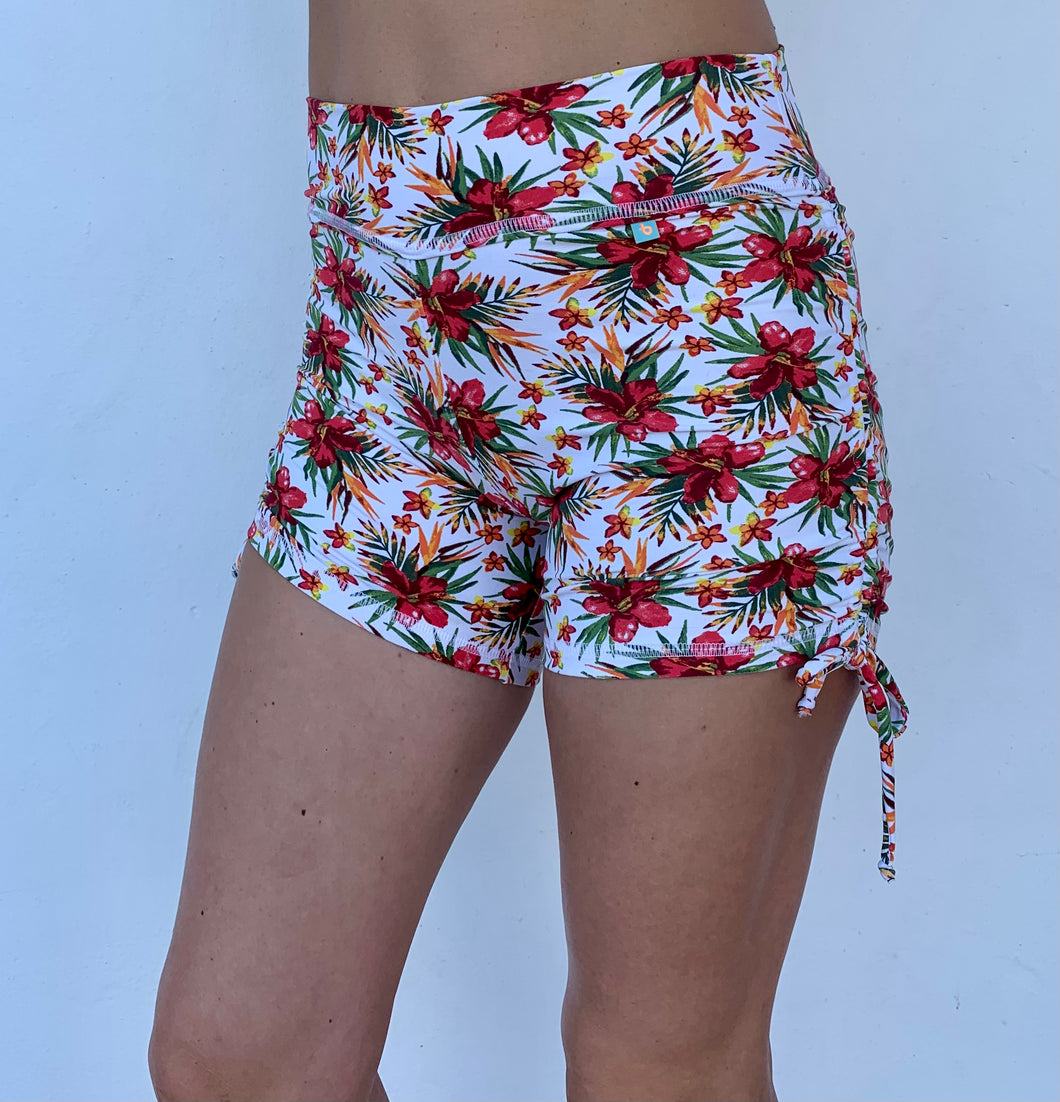 side string floral shorts