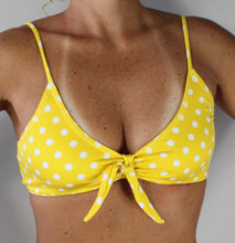 Load image into Gallery viewer, Yellow polka dots yoga bra
