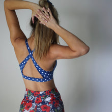 Load image into Gallery viewer, Blue Polka Dots Yoga Bra
